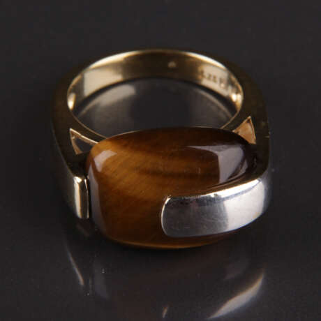 Designer-Ring, Silber mit großem Tigerauge - photo 5