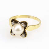 Ring mit Zuchtperle und Diamanten - Foto 1