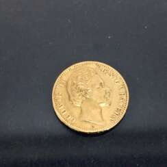 10 Mark Goldmünze Ludwig II König von Bayern, 1875 D, Gold 900, vorzüglich.