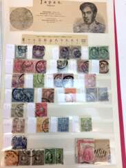 Sortierte Briefmarkensammlung AFRIKA, SÜDAMERIKA, RUSSLAND, NAHER OSTEN, ASIEN: China, Japan, Indien, Pakistan, Burma,..