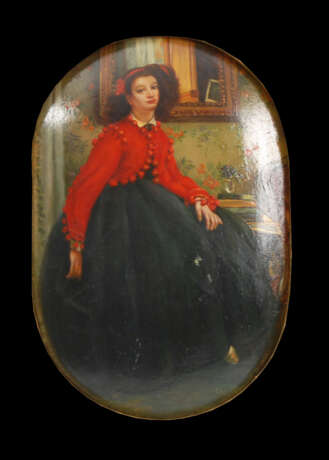 Englischer Maler: Damenbildnis im Goldstuckrahmen - фото 1