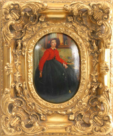 Englischer Maler: Damenbildnis im Goldstuckrahmen - photo 2
