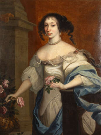 Italien um 1700: Damenporträt mit Blumen - Foto 1