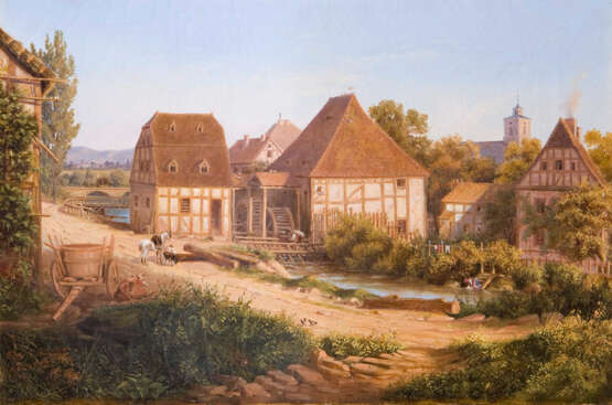 Landschaftsmaler 19 Jahrhundert: "Historische Wassermühle" - Foto 1