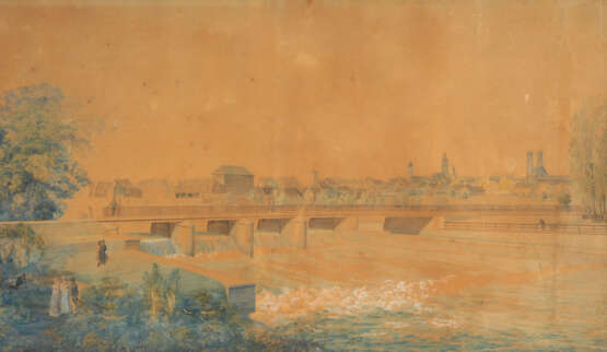 Münchner Maler um 1820/30: Blick über die Isar - photo 1