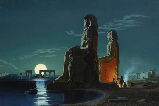 Orientmaler 19 Jh: "Monumente im Mondlicht" - фото 1