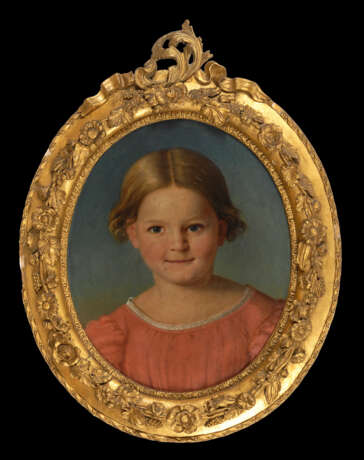 Ovales Mädchenbildnis im Goldstuckrahmen - Foto 2