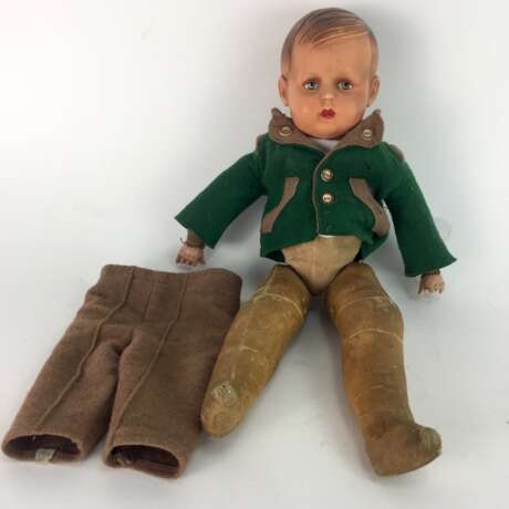 Spielzeug-Puppe, Junge 42 cm mit Stoff-Balg. Kopf Minerva Zelluloid, Buschow & Beck, No. 7, 1934. - Foto 2