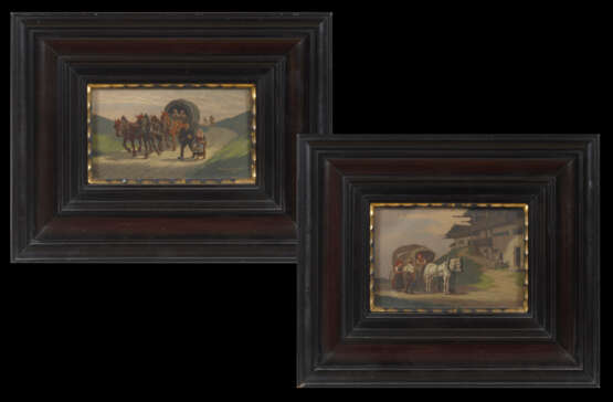 SCHOLL, Fritz: Zwei kleine Gemälde mit Pferdegespannen - Foto 1