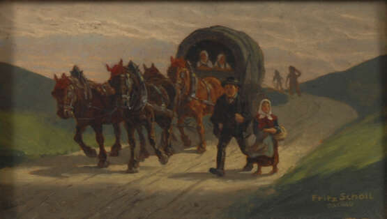 SCHOLL, Fritz: Zwei kleine Gemälde mit Pferdegespannen - photo 2