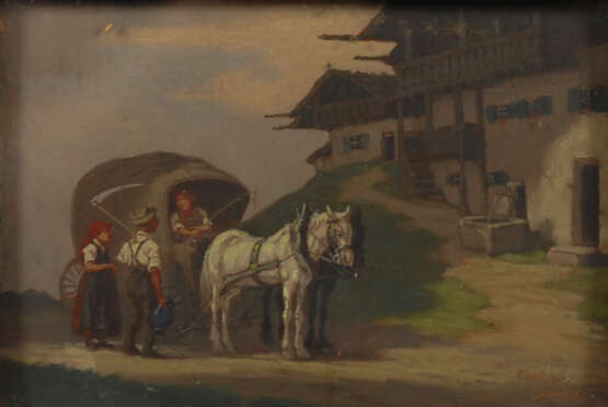 SCHOLL, Fritz: Zwei kleine Gemälde mit Pferdegespannen - photo 3