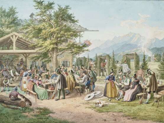 Schützenfest am Tegernsee , Quaglio, Lorenzo 1793 München - 1869 ebenda - Foto 1