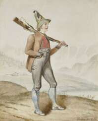 Jäger - Bäuerin vor Andachtsbild , Deutsch um 1829