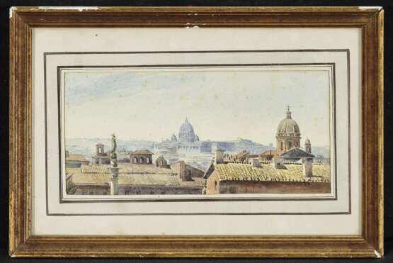Rom - Blick über die Dächer auf Sankt Peter , Deutsch 1. Hälfte 19. Jahrhundert 1. Hälfte 19. Jahrhundert - Foto 2