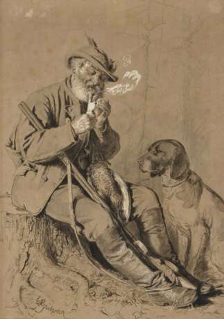 Jäger mit Hund , Grützner, Eduard von 1846 Großkarlowitz b. Neisse - 1925 München - фото 1