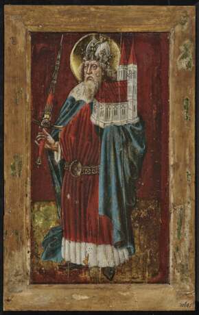 Kaiser Heinrich II. (973-1024). Mit Kirchenmodell und Schwert. , Süddeutsch 2. Hälfte 15. Jahrhundert - photo 2