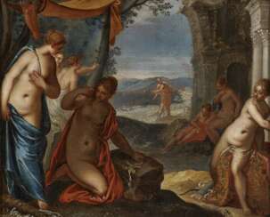Diana und ihre Nymphen im Bade Im Hintergrund nähert sich Actaeon (Ovid, Metamorphosen, 3, 175-180). , Art des Balen, Hendrick van 1573 Antwerpen - 1632 ebenda