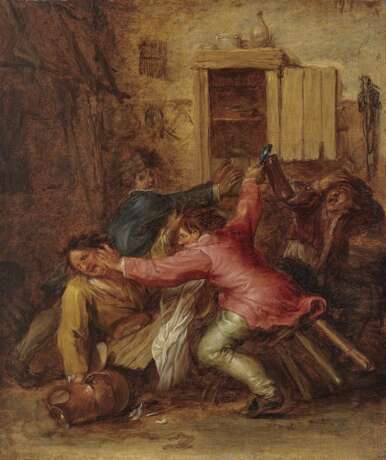 Wirtshausszenen Singende Bauern - Streitende Bauern. Zwei Gemälde. , Malo, Vincent  1600 o. 1602 Cambrai - 1644 Rom - Foto 1