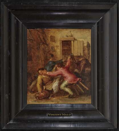 Wirtshausszenen Singende Bauern - Streitende Bauern. Zwei Gemälde. , Malo, Vincent  1600 o. 1602 Cambrai - 1644 Rom - Foto 3