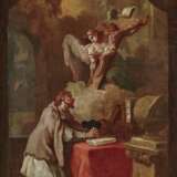 Hl. Johannes Nepomuk in Anbetung des Kreuzes Wohl Bozzetto für ein Altarbild. , Süddeutsch (?) 18. Jahrhundert - Foto 1