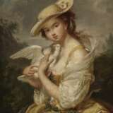 Junge Frau mit Taube , England (?) Ende 18. Jahrhundert - фото 1