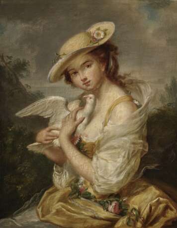 Junge Frau mit Taube , England (?) Ende 18. Jahrhundert - Foto 1