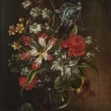 Blumensträuße in Glasvasen auf Steinplatten Zwei Gemälde. , Art des Hirscheli (Hirschel), Caspar um 1698 Prag - um 1743 ebenda - Foto 1