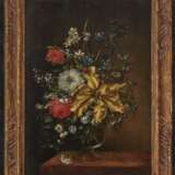 Blumensträuße in Glasvasen auf Steinplatten Zwei Gemälde. , Art des Hirscheli (Hirschel), Caspar um 1698 Prag - um 1743 ebenda - Foto 4