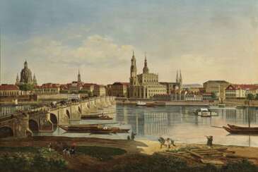 Blick auf Dresden vom rechten Elbufer aus , Faber, Karl Gottfried Traugott 1786 Dresden - 1863 ebenda 