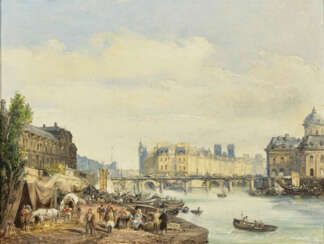 Paris - An der Seine , Moia (Moja), Federico, zugeschrieben 1802 Mailand - 1885 Dolo (Venedig), zugeschrieben 