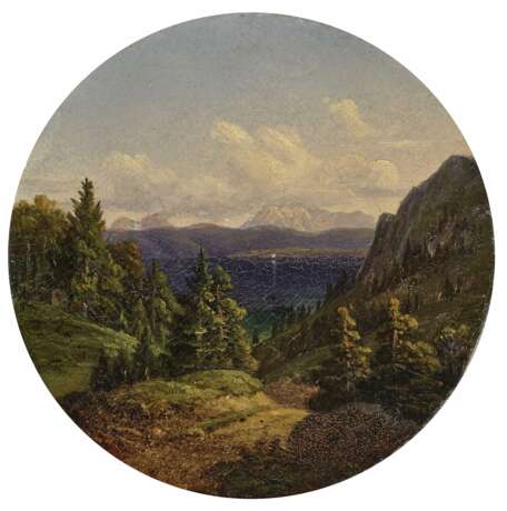 Blick auf einen Gebirgssee , Morgenstern, Carl, zugeschrieben 1811 Frankfurt a. M. - 1893 ebenda, zugeschrieben - Foto 1