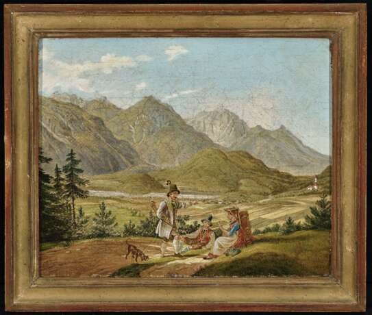 Jäger und Bauernpaar in der Jachenau , Süddeutsch 19. Jahrhundert - Foto 2