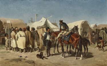 Ungarischer Pferdemarkt , Lang, Heinrich 1838 Regensburg - 1891 München 