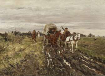 Überfall auf eine Kutsche , Velten, Wilhelm 1847 St. Petersburg - 1929 München 