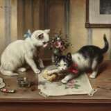 Zwei Katzen als Künstler , Reichert, Carl 1836 Wien - 1918 Graz - Foto 1