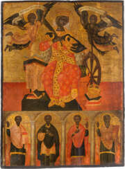 GROSSFORMATIGE UND FEINE IKONE MIT DER HEILIGEN KATHARINA UND DEN ANARGYRI (HEILERN)