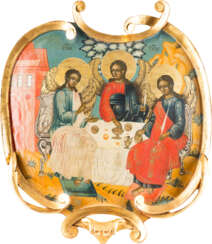 A BIG ICON WITH THE OLD TESTAMENT TRINITY FROM A CHURCH ICONOSTASIS