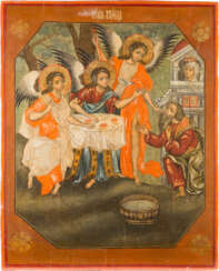 A MONUMENTAL ICON OF THE HOLY TRINITY OF THE OLD TESTAMENT FROM A CHURCH ICONOSTASIS