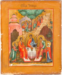 ICON WITH THE HOLY TRINITY (NEW TESTAMENT TYPE) WITH THE WELCOME AND THE ADOPTION BY ABRAHAM