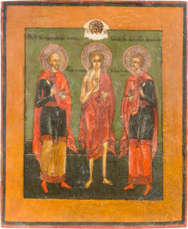 ICON OF THE SAINTS COSMAS AND DAMIAN, AND MARY OF EGYPT - photo 1