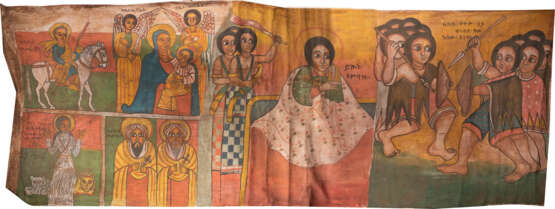 LARGE COPTIC TEXTILE WITH THE MOTHER OF GOD AND SELECTED SAINTS - photo 1