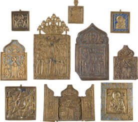TRIPTYCH AND NINE BRONZE ICONS