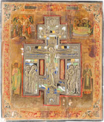 STAUROTHEKE ICON WITH THE CRUCIFIXION OF CHRIST, THE DESCENT FROM THE CROSS AND ENTOMBMENT
