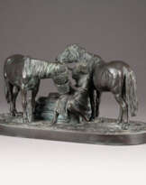 FIGURENGRUPPER MIT EINEM RUSSISCHEN MÄDCHEN BEIM TRÄNKEN DER PFERDE