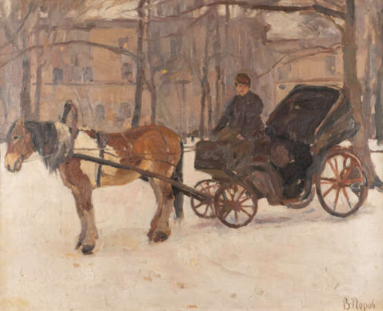 RUSSIAN PAINTER. RUSSIAN PAINTER Active at the beginning of 20. Century-drawn Carriage in the Winter - photo 1