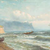 RUSSE PEINTRE DE MARINE. RUSSIAN MARINE-PAINTER active 2nd half of the 19th century Boat on a stormy sea - photo 1