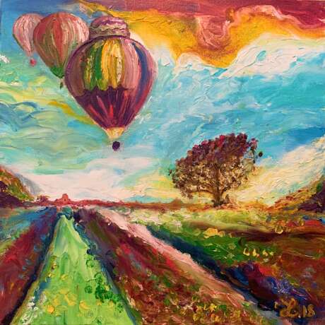 “Balloons” Canvas Oil paint Impressionist Landscape painting 2018 - photo 1