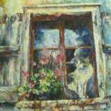 “Cat on the window” Canvas Oil paint Impressionist Animalistic 2008 - photo 1