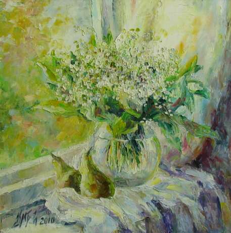 “Lilies on the window” Canvas Oil paint Impressionist Still life 2010 - photo 1