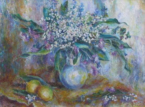 “Lilies and lemons” Canvas Oil paint Impressionist Still life 2008 - photo 1